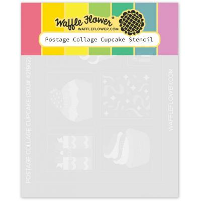 Waffle Flower Stencil - Postage Collage Cupcake
